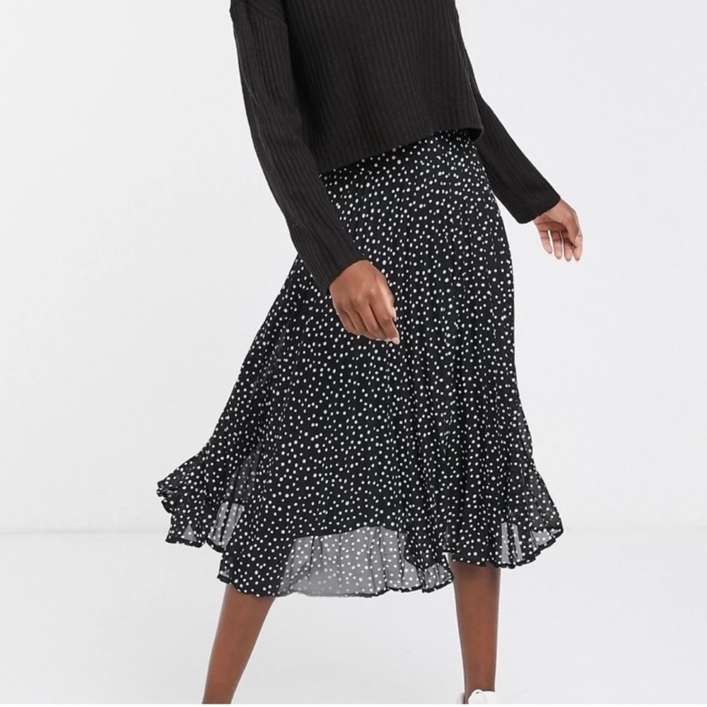 Brave Soul London Deli Polka Dot Pleat Midi Skirt